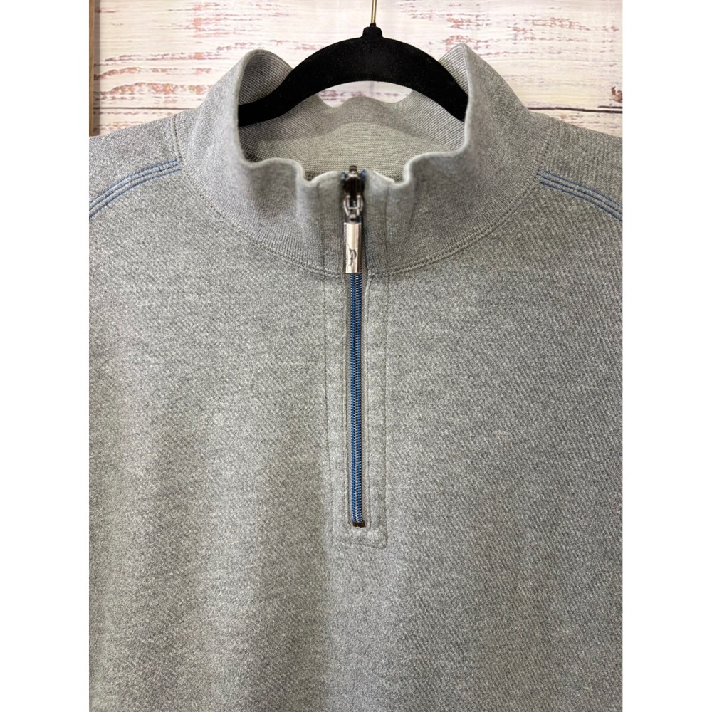 Tommy Bahama Mens 2XL Reversible Quarter Zip Pullover Gray Striped Sweater - Picture 8 of 13